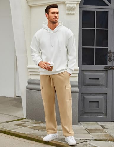 COOFANDY Mens Casual Cargo Pants Relaxed Fit Outdoor Hiking Pants Cotton Drawstring Sweatpants with Pockets4