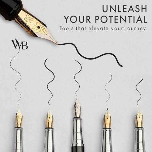 Image of Wordsworth & Black Luxury Fountain Pen Set for Writing, 6 Nibs, Silver Chrome