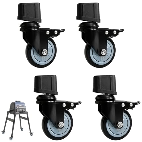 Caster Wheels with Brake for Ninja XSKUNSTAND Outdoor Stand, 360° Swivel Replacement Wheel Kit for Ninja Woodfire Outdoor Grill & Pizza Oven Stand Accessories, Heavy-Duty Locking Casters, 4 Pack