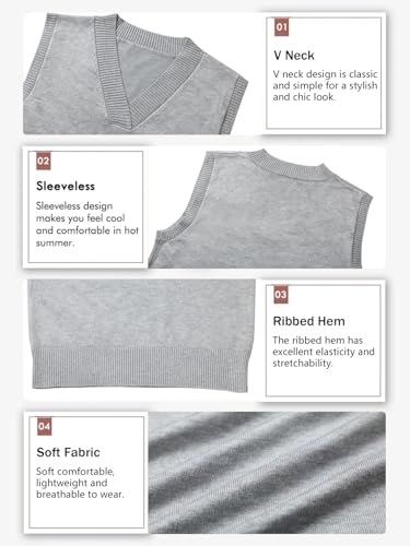 Wowcarbazole Women's V Neck Sweater Vest Sleeveless Ribbed Knit Pullover JK Uniform Classic Basic Tank Tops3