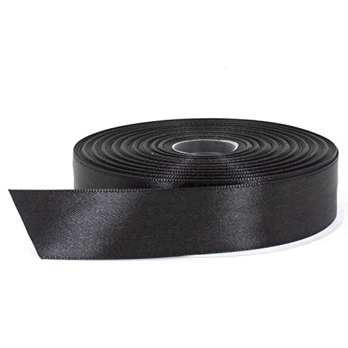 Stuffvisor Black Satin Ribbon, 1 Inch X 50 Yards, Double Face Solid Color Ribbon Roll, 100% Polyester Ribbon For Gift Wrapping, Crafts, Hair And Multiple Decorations #TOP7