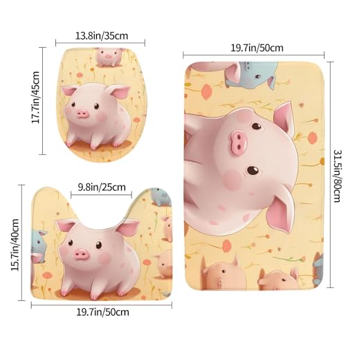 Tapis de bain antidérapant cochon pour sol sec et WC propre - 3