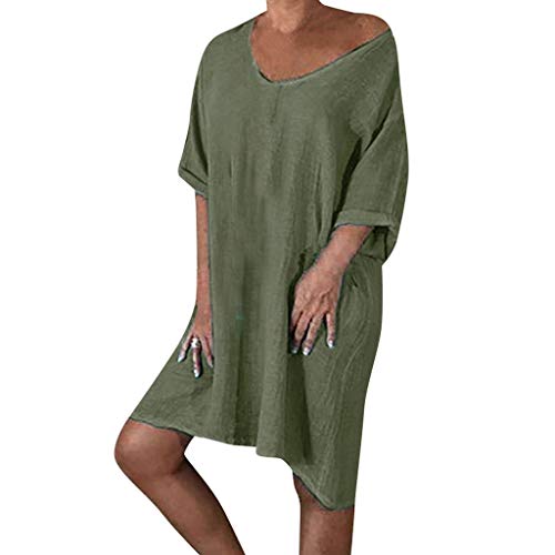 Women Cotton and Linen Summer Style Feminino Vestido T-shirt Cotton Casual Plus Size Ladies Dress