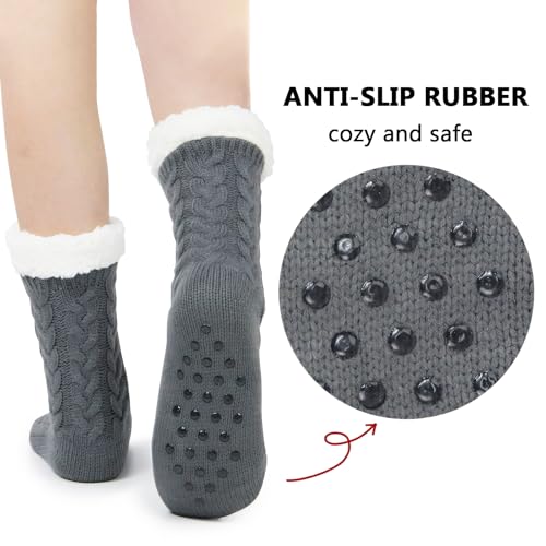 DRASEX Men‘s Fuzzy Slipper Socks Winter Cozy Fluffy Cabin Warm Soft Fleece Lining Thick Comfy Knit Non Slip Christmas Home Socks2