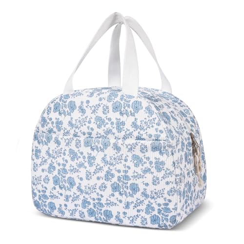 Lunch Box for Women,Cute Quilted Lunch Tote Bag,Reusable Insulated Lunch Box,Large Capacity Cooler Bag with Compartments for Work, Picnics or Travelling