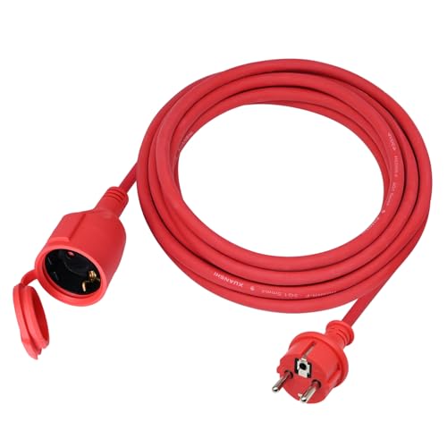 Verlängerungskabel Schuko Verlängerung Gummi Kabel für den Außenbereich IP44 H05RR-F 3G 1,5mm (20M, Rot)