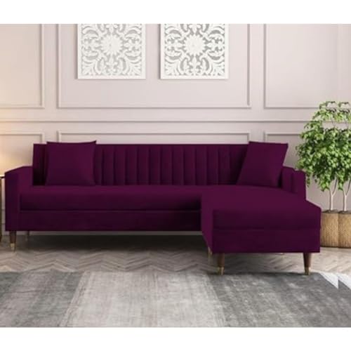 Image of 4 Seater Sofa Set with Two Cushions Perfect for Home Office Guests Living Room (Purple, 4 Seater)
