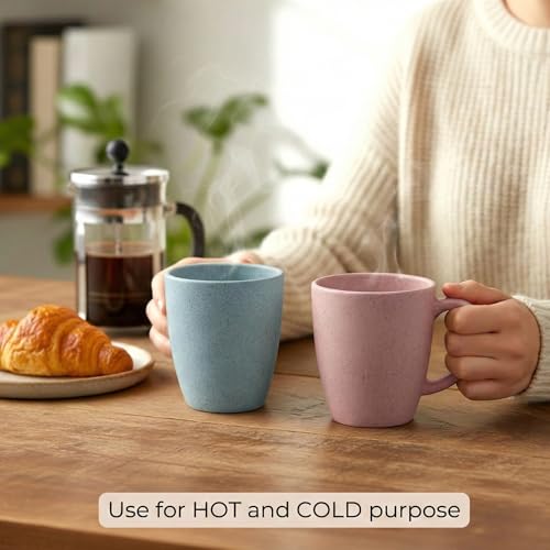 Image of Mahaware Ecohome Coffee Mug Set of 2, 300 ml, Biocomposite Rice Husk & Bamboo Fibre, Microwave Safe Matte Finish Coffee Cups, Hot & Cold Beverages, Rakhi Gift for Brother & Sister, Rakshabandhan Gift