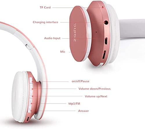 ZAPIG Wireless kids headphones with Microphone, Children's Wireless Bluetooth Headphones, Foldable bluetooth Stereo over-Ear kids headsets
