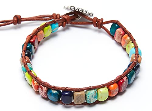 Image of 7 Chakra Bracelet Bohemian Handmade Leather Wrap Healing Protection Natural Stone Yoga Beaded Bracelets Boho Friendship Jewelry