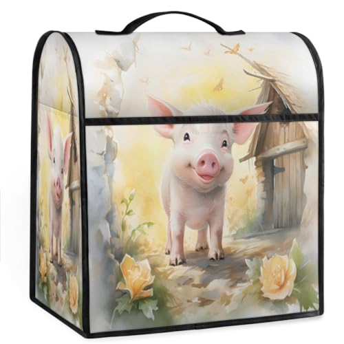 Coffee Maker Cover Cute Childish Pig Kitchen Appliance Covers Small Appliance Covers Blender Cover Juicer Cover Dust Covers for Kitchen Appliances with Top Handle and Pockets,Washable,C82