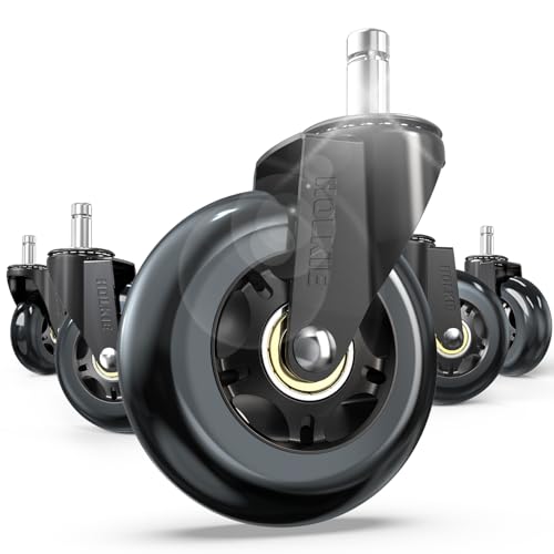 HOLKIE Office Chair Wheels Roller Blade Caster 11x22mm All Black 3 Inch Chair...