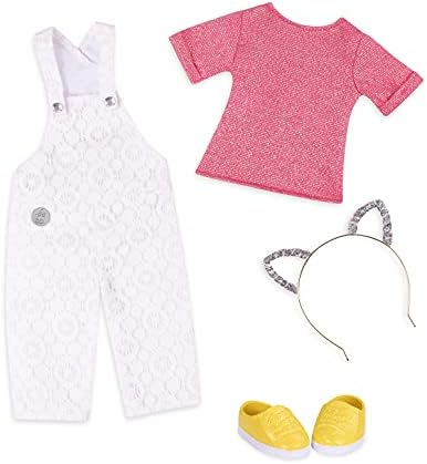 Glitter Girls GG50118Z Glisten & Glam - Lace Overalls & Cat Glisten and Glam Overalls and Cat Ear Deluxe Outfit-36cm Doll Clothes and Accessories for Girls Age 3 and Up, Various