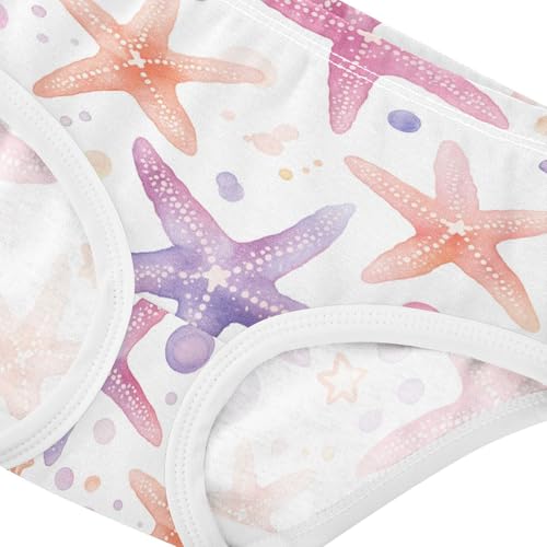 Wusikd Watercolor Starfish Girls' Underwear Cotton Girls Briefs Soft Toddler Underwear 2T4