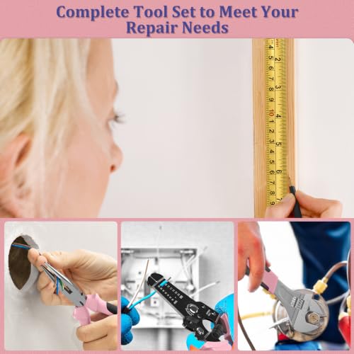 Image of Sundpey 281 Pcs Home Tool Kit Portable Complete General Hand Tool Set Pink