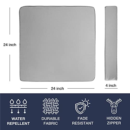 Glogex Outdoor Cushion Covers For Patio Furniture - Gray 24X24X4, Set Of 4 Waterproof Patio Cushion Slipcovers Replacement, Outdoor Furniture, Chair, Sofa, Couch #TOP1