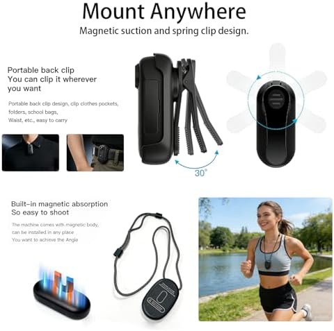 JETO 1080P Mini Body Camera 128GB, Wearable Motorcycle Camera WiFi POV — view 6