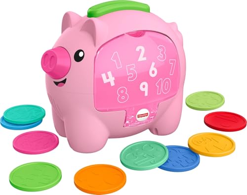Fisher-Price Baby Musical Toy Laugh & Learn Count & Rumble Piggy Bank with Songs & Motion for Infants & Toddlers Ages 6+ Months​