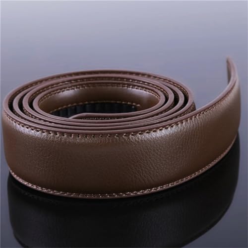 Simple Men's Pu Leather Ratchet Sliding Replacment No Buckle Belts Straps For Men(brown)2