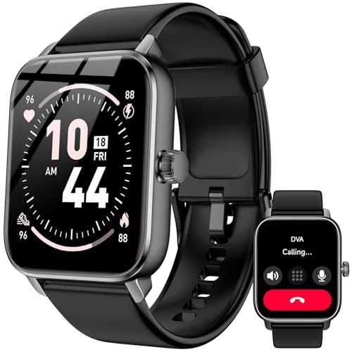 Smart Watches for Men Women, 1.85″ HD Touch Screen Fitness Tracker with Bluetooth Calling & Alexa, IP68 Waterproof, 120 Sports Modes, Heart Rate Sleep Monitor, 7 Days Battery for iOS Android (Black)