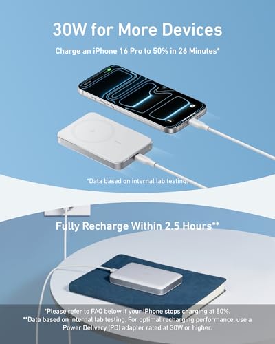 Anker MagGo Power Bank, 10,000mAh Qi2-Certified 15W Portable Charger | Slim and Fast MagSafe-Compatible Battery Pack, Ergonomic Design, for iPhone 16 / 15 / 14 / 13 Series and More - image 6