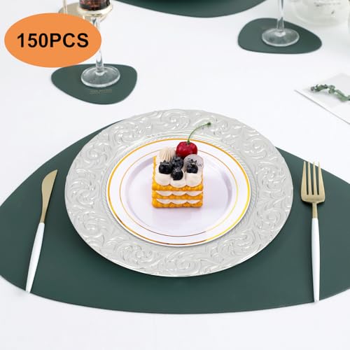150 Platos Desechables Redondos Plateadores Plateados miniatura 2