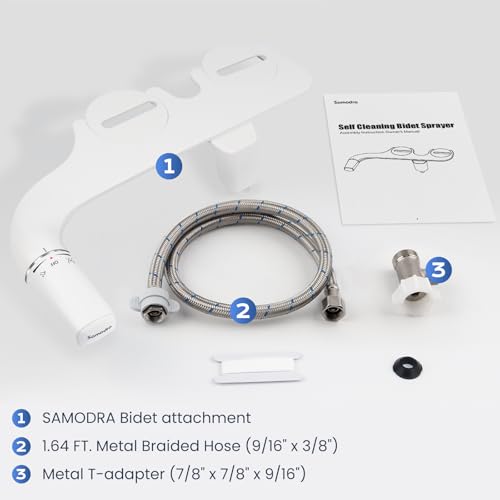 SAMODRA Ultra-Slim Bidet Attachment for Toilet - Self Cleaning Nozzle Hygienic Bidets for Existing Toilets with Adjustable Water Pressure Fresh Water Sprayer - Easy to Install - Thumbnail 6