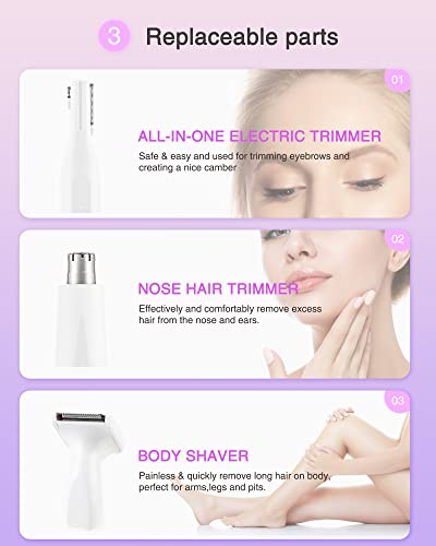 Utotebag Nose Hair Trimmer For Women, 3 In 1 Rechargeable Ear And Nose Hair Trimmer For Women, Painless Eyebrow Trimmer & Body Hair Trimmer For Nose, Ear, Eyebrow, Arms, Legs #TOP5