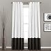 Lush Decor Prima Color Block White and Black Window Curtains Panel Set for Living, Dining Room, Bedroom (Pair), 54-inch x 84-inch,