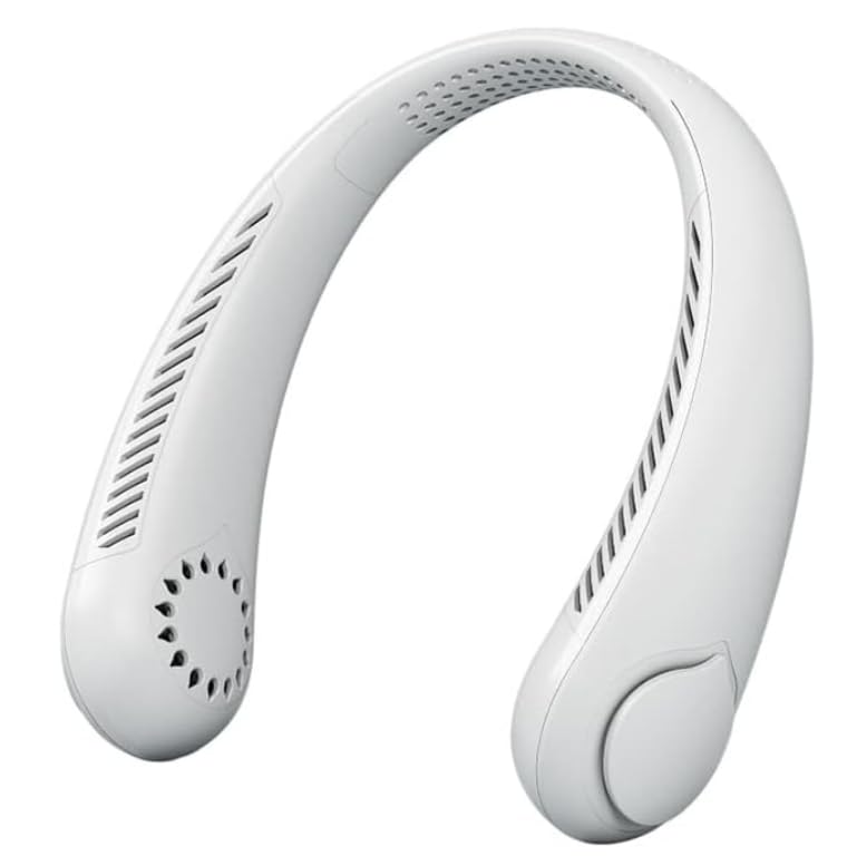 Ventilador portátil ventilador personal manos libres mini ventilador gargantilla USB ventilador colgante de enfriamiento de 360 °, 3 velocidades, ventilador de cuello portátil (blanco)