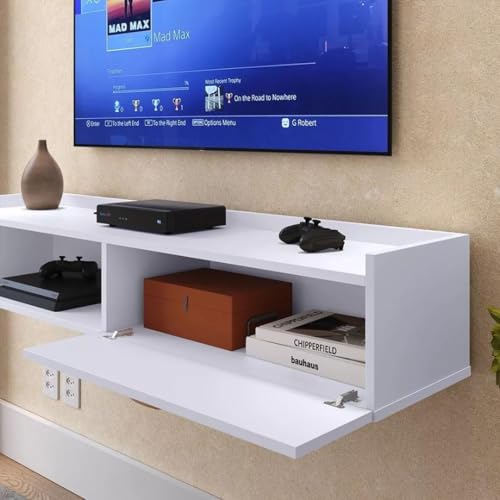 Rack Suspenso Branco 90 cm Decoração Home Sala 1 Porta e Nicho Para Parede Suspenso