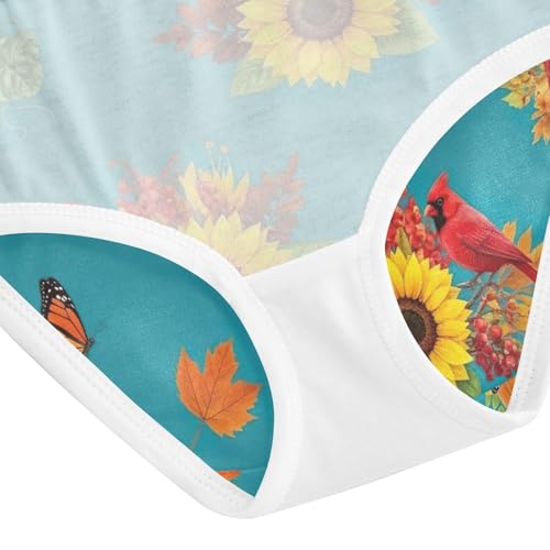 Girls Panties, Pumpkins Sunflowers Autumn Leaves Toddler Girl Briefs, Cotton Underwear for Girls, 2T–8 Years4
