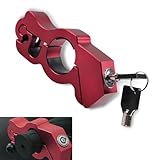 Downhill 1 PC Motorcycle Handlebar Lock, Aluminium Anti-Theft Front Throttle Lock with Two Keys, Universal Motorbikes Handlebar Anti-Theft Tools, for Bicycle, Motorcycle, Tricycle (Red)