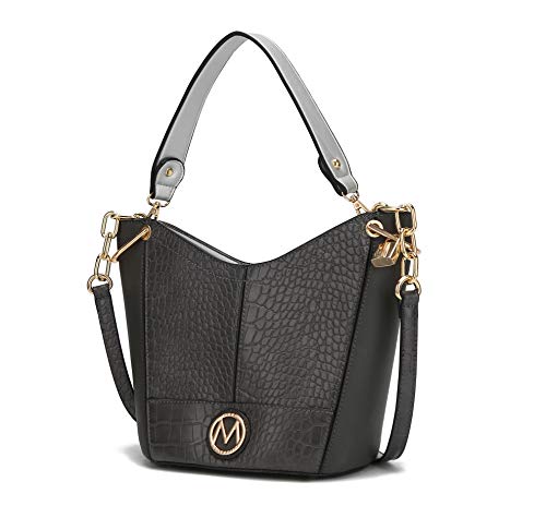 Bolsa tiracolo Mia K Collection para mulheres bolsas e bolsas, alça de ombro, couro PU alça superior bolsa, Charcoal Grey, Large