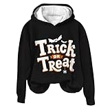 Sudadera de Halloween para mujer, sudadera con capucha para mujer, de algodón del Reino Unido, con estampado de letras de truco o trato, chaqueta de invierno, abrigo de calabaza, bruja, disfraces de