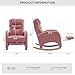 FOXHUNTER Teddy Rocking Chair Nursery, Cozy Nursing Chair for Breastfeeding with Foot Rest, Baby Rocker Glider Chair with Side Pocket for Living Room Bedroom, Pink