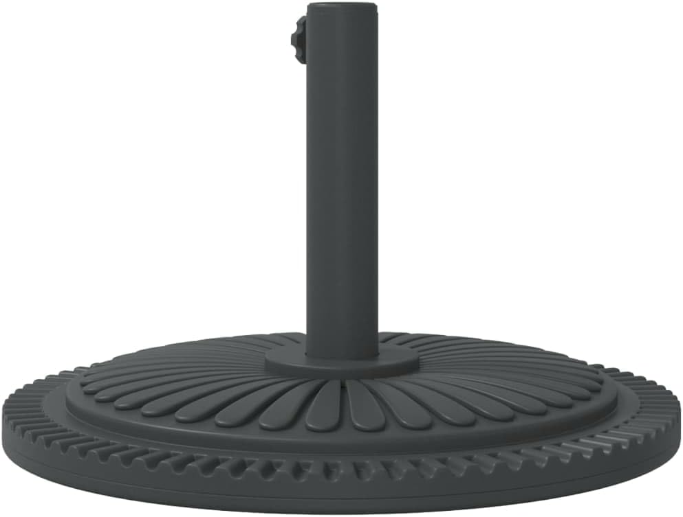 vidaXL Parasol Base for Ø1.5/1.9" Poles - 26.5 lb Round Umbrella Stand, Black Concrete-Filled Plastic Shell, Elegant Line Pattern, 17.7" x 12.4"