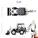 Risopen Excavator Toy, 1/50 Metal Die-cast Excavator Backhoe Front Loader Bulldozer, Construction Vehicle Model Decoration Toy Gift for Boys- White