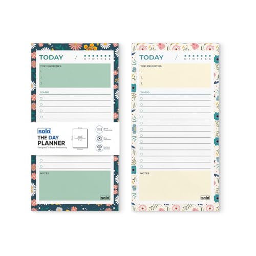 Image of SOLO B6 Floral Design Daily Planner with 50 Tear-Off Sheets, 80 GSM Planner to Track & Schedule Your Day, Manage To-Do List, Goals & Budget Tracker, Ideal for Office, Home & School (Pack of 2)