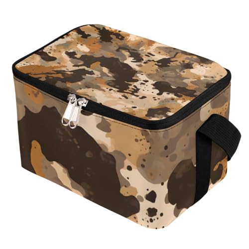 GzLeyigou Lunch Bags for Women Men 9 Cans,Camouflage Pattern Texture Hot & Cold Food Delivery Bag Insulated Grocery Bag Insulated Lunch Box Abstract Military Cooler Bag for Office Work Picnic Beach