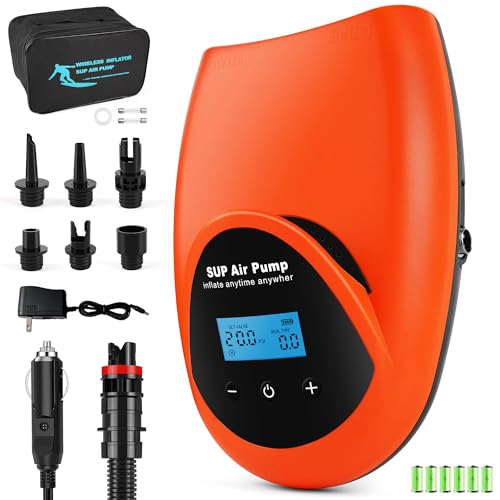 TONSIM 20PSI Elektrische SUP Pumpe mit Akku, Wiederaufladbar Kabellose Luftpumpe, LCD-Digitalanzeige… – Ansicht 1