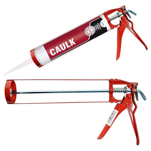 11 Silicone Caulking Gun - Caulk, Skeleton, Adhesive, Cartridge | DIY, Builders, Hand Tool, Lightweight, Strong, Durable, Long Lasting | Round Trigger Mechanism, Dispenser