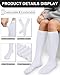 Senker Fashion Knee High Socks for Women, Cotton White Long Tube Sock Black Stockings Striped for Boot Outdoor Sport