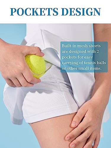 Soudittur Girls Tennis Skirt with Shorts Kids Golf Clothes High Waisted Toddler Athletic Skort with Pockets3