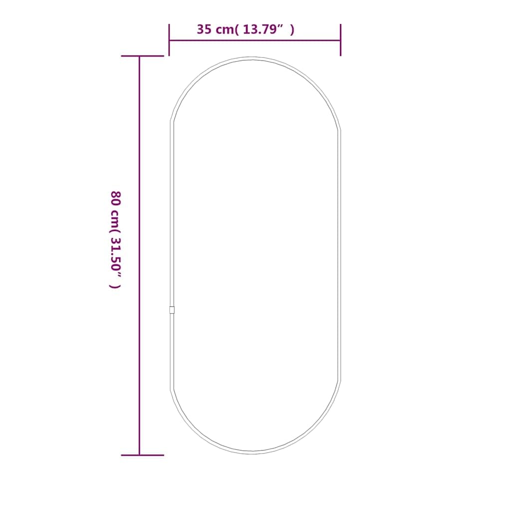 Wandspiegel Silber oval 80x35 cm mit Glas und PVC-Rahmen, dekorativer Kosmetikspiegel für Flur, Badezimmer, Schlafzimmer und Wohnzimmer, klare Reflexion für Styling und Rasur