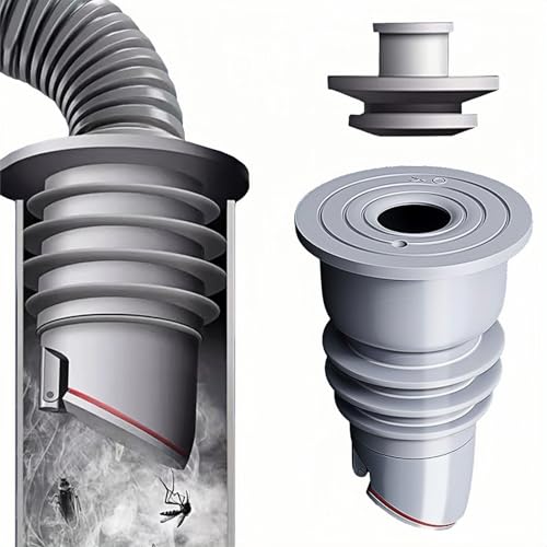Pelriox Waschmaschinenablaufdichtung Grau 45-50, Waschmaschine Abfluss Adapter, Waschmaschinen Abfluss Anschluss, Abflussrohr Adapter Waschmaschine, Silikondichtung für Waschmaschine und Küchenspüle