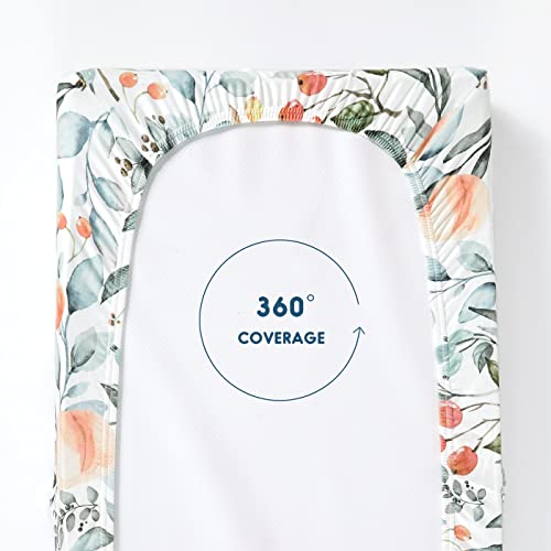 Image of GRSSDER Stretch Ultra Soft Jersey Knit Changing Pad Cover Set 2 Pack, Change Table Pad Covers Fit 32 inch /34 inch x 16 inch Pads Safe and Snug, Stylish Watercolor Flowers and Fruits for Girls