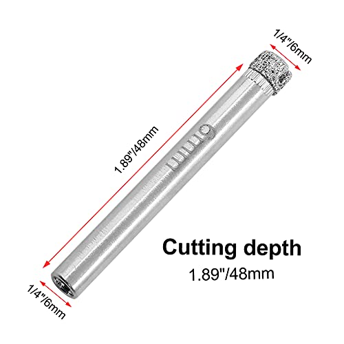 Image of Luomorgo 12Pcs 6mm /1 /4 inch Diamond Hole Saw Drill Bits | 1.1 inch Cutting Depth, For Glass Ceramic Marble, For Porcelain Tile Granite, For Quartz Gemstone