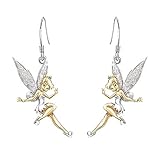 Pendientes de hada campanilla de 4 cm x 1,5 cm, color plateado