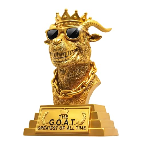 The GOAT Trophy Winner Award - Handmade 6 Gold Greatest of All Time Trophies for Fantasy Football Champion Soccer MVP Funny Office Recognition Boss & Coworker Gag Gifts - Resin Man Cave & Desk Decor